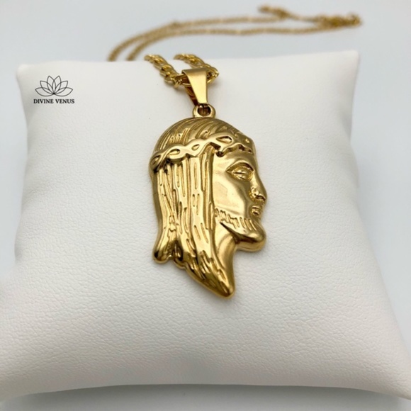 Jesus Necklace | Gold Plated Stainless Steel - Picture 7 of 11